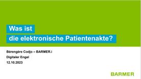 Die Startfolie der Präsentation mit dem Titel "Was ist die elektronische Patientenakte?"