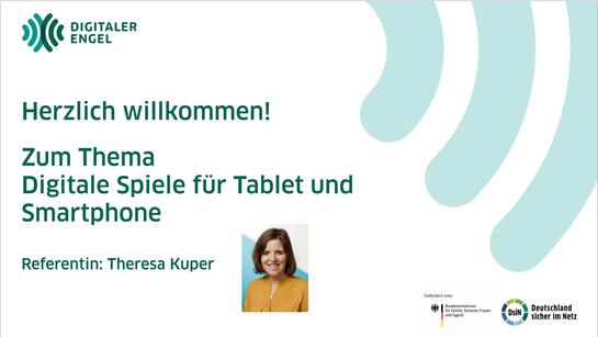 Das Deckblatt der Präsentation zum Thema "Digitale Spiele für Tablet und Smartphone"