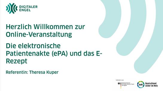 Das Deckblatt der Präsentation zum Thema ePA und E-Rezept