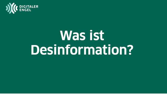 Screenshot aus der Präsentation mit der Frage "Was ist Desinformation"